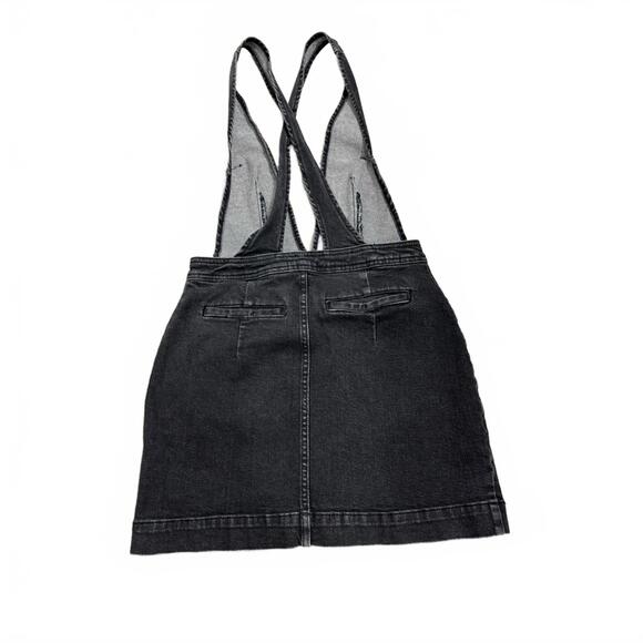 Free People ‘Old School Love’ Jumper Black Denim Overall Button Dress- Size 4 - Picture 3 of 6